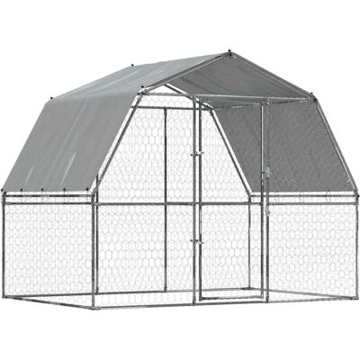 vidaXL Hondenkist met dak en deur - Zilver - Hondenkennel vidaXL Hondenkist met dak en deur - Zilver - Hondenkennel