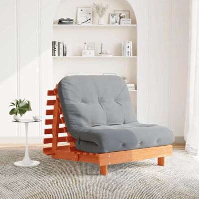 vidaXL Sofá cama futón con colchón - Madera de pino rústica vidaXL Sofá cama futón con colchón - Madera de pino rústica