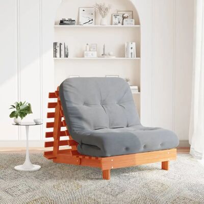 vidaXL Sofá cama futón con colchón - Madera maciza de pino - 90x206x11 cm vidaXL Sofá cama futón con colchón - Madera maciza de pino - 90x206x11 cm