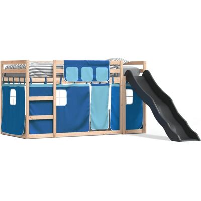 vidaXL Blaue 80x200cm Etagenbett mit Rutsche & Gardinen - Etagenbett vidaXL Blaue 80x200cm Etagenbett mit Rutsche & Gardinen - Etagenbett