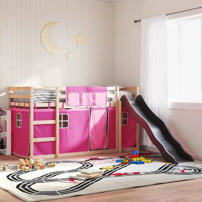 vidaXL Pinkes Etagenbett mit Rutsche & Vorhängen - Kinderzimmer Spaß vidaXL Pinkes Etagenbett mit Rutsche & Vorhängen - Kinderzimmer Spaß