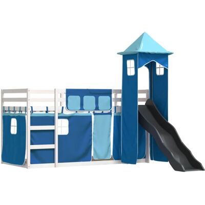 vidaXL Etagenbett mit Rutsche und Gardinen - Sicherheitsgeländer - Kinder Zweibett vidaXL Etagenbett mit Rutsche und Gardinen - Sicherheitsgeländer - Kinder Zweibett