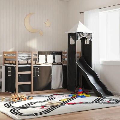 vidaXL Etagenbett mit Rutsche und Gardinen - Kinder Hochbett - 80x200 cm - bunk bed vidaXL Etagenbett mit Rutsche und Gardinen - Kinder Hochbett - 80x200 cm - bunk bed