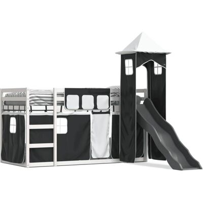 vidaXL Etagenbett mit Rutsche und Vorhängen - Kinderbett 90x190 cm vidaXL Etagenbett mit Rutsche und Vorhängen - Kinderbett 90x190 cm