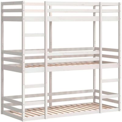 vidaXL Dreifach-Etagenbett Weiß 90x190 cm Massivholz Kiefer - Etagenbett vidaXL Dreifach-Etagenbett Weiß 90x190 cm Massivholz Kiefer - Etagenbett