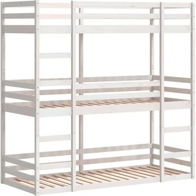 vidaXL Dreifach-Etagenbett Weiß 75x190 cm Massivholz Kiefer - Etagenbett vidaXL Dreifach-Etagenbett Weiß 75x190 cm Massivholz Kiefer - Etagenbett