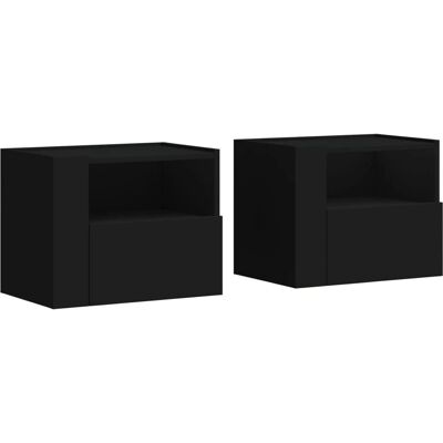 vidaXL Nachttisch/Beistelltisch Schwarz - Wandmontiert, 2 Stück vidaXL Nachttisch/Beistelltisch Schwarz - Wandmontiert, 2 Stück