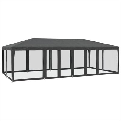 vidaXL Namiot na przyjęcia z 12 siatkowymi ścianami - Antracyt - 8x4m - HDPE vidaXL Namiot na przyjęcia z 12 siatkowymi ścianami - Antracyt - 8x4m - HDPE