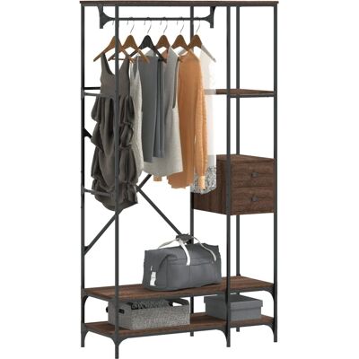 vidaXL Clothes Rack with Shelves Brown Oak - Clothes Rack vidaXL Clothes Rack with Shelves Brown Oak - Clothes Rack