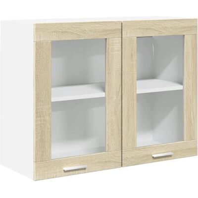 vidaXL Wandgemonteerde Glaskast in Sonoma Eik - 80x31x60 cm vidaXL Wandgemonteerde Glaskast in Sonoma Eik - 80x31x60 cm
