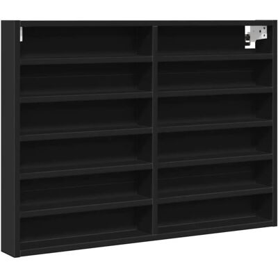 vidaXL Schwarzer Wandvitrine 80x8,5x58 cm - Wandmontiertes Regal vidaXL Schwarzer Wandvitrine 80x8,5x58 cm - Wandmontiertes Regal