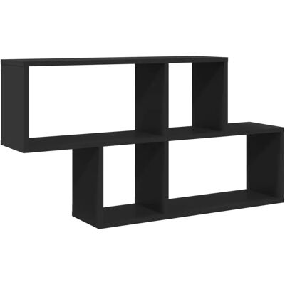 vidaXL Wall Shelf Black 100x20x53 cm Engineered Wood - Wall Shelf vidaXL Wall Shelf Black 100x20x53 cm Engineered Wood - Wall Shelf