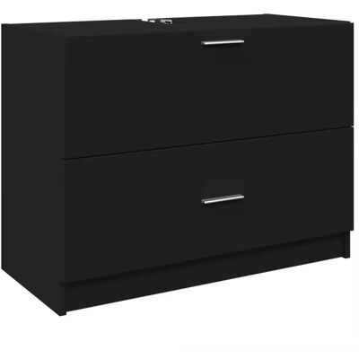 vidaXL 848116 Badeværelsesmøbel-Set - Sort - Holdbart finerarbejde vidaXL 848116 Badeværelsesmøbel-Set - Sort - Holdbart finerarbejde