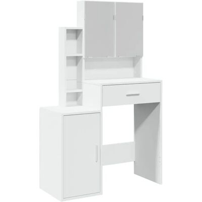 vidaXL Coiffeuse Blanche avec Rangement - Bureau de Chambre - Publicité vidaXL Coiffeuse Blanche avec Rangement - Bureau de Chambre - Publicité