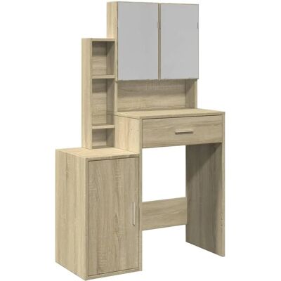 Coiffeuse avec armoire chêne Sonoma 80x35x132 cm vidaXL - Publicité Coiffeuse avec armoire chêne Sonoma 80x35x132 cm vidaXL - Publicité