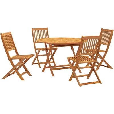Conjunto de mobiliario de exterior VidaXL - Mesa de comedor plegable de madera de acacia con sillas Conjunto de mobiliario de exterior VidaXL - Mesa de comedor plegable de madera de acacia con sillas