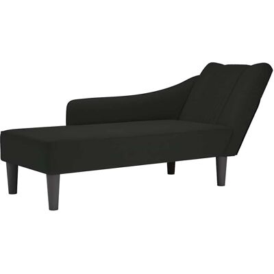 Chaise Longue VIDAXL Velours Noir avec Reposebras Droit - Publicité Chaise Longue VIDAXL Velours Noir avec Reposebras Droit - Publicité