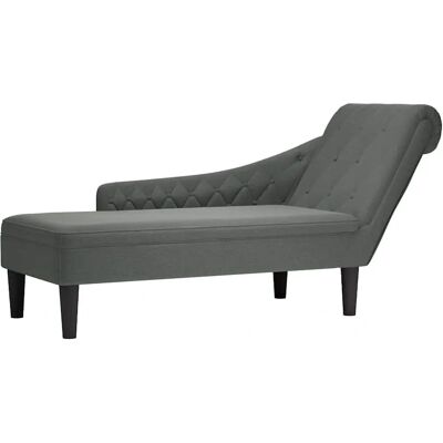 vidaXL - Chaise Longue en Tissu Gris Foncé avec Coussin et Accoudoir Droit - Publicité vidaXL - Chaise Longue en Tissu Gris Foncé avec Coussin et Accoudoir Droit - Publicité