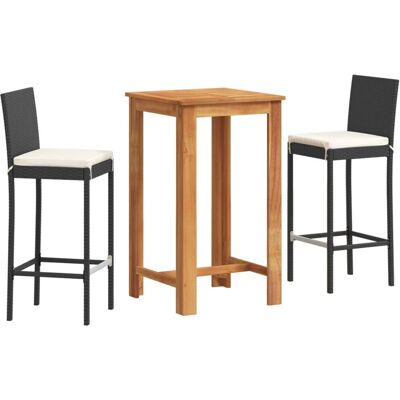 vidaXL 3-Delig Gartenbar-Set Schwarz - Massivholz Akazie & Poly Rattan vidaXL 3-Delig Gartenbar-Set Schwarz - Massivholz Akazie & Poly Rattan