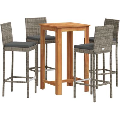 vidaXL Gartenbar-Set - Akazienholz & Rattan - 4-tlg. vidaXL Gartenbar-Set - Akazienholz & Rattan - 4-tlg.