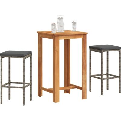 vidaXL Gartenset mit Akazien- und PE-Rattan - 3-tlg vidaXL Gartenset mit Akazien- und PE-Rattan - 3-tlg