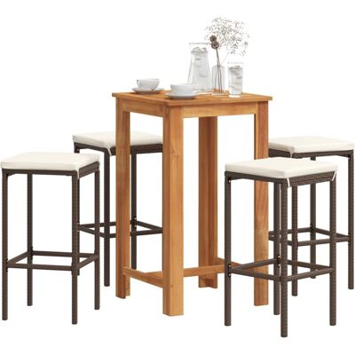 vidaXL 5-tlg. Gartenbar-Set Akazie und Poly Rattan - Gartenbar-Set vidaXL 5-tlg. Gartenbar-Set Akazie und Poly Rattan - Gartenbar-Set