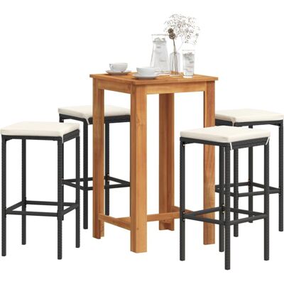 vidaXL 5-tlg. Gartenbar-Set - Langlebiges PE Rattan & Akazie vidaXL 5-tlg. Gartenbar-Set - Langlebiges PE Rattan & Akazie