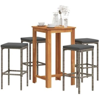 vidaXL Gartenbar-Set - Akazie & Poly Rattan - Modernes Outdoor-Möbel vidaXL Gartenbar-Set - Akazie & Poly Rattan - Modernes Outdoor-Möbel