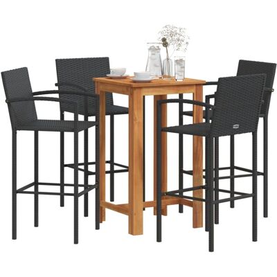 vidaXL 5-tlg. Gartenbar-Set Schwarz Massivholz Akazie und Poly Rattan vidaXL 5-tlg. Gartenbar-Set Schwarz Massivholz Akazie und Poly Rattan