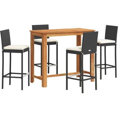 VidaXL Gartenset - Schwarz, 1 Tisch, 4 Hocker VidaXL Gartenset - Schwarz, 1 Tisch, 4 Hocker
