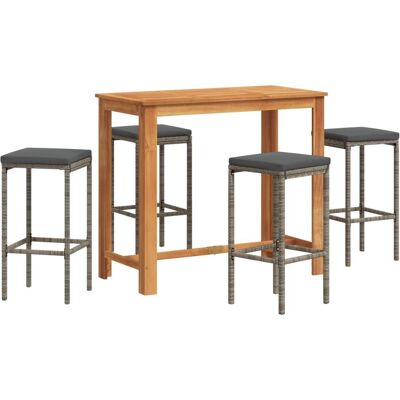 vidaXL Gartemöbel-Set - 5-tlg. Gartenbar mit Akazien- und Poly Rattan vidaXL Gartemöbel-Set - 5-tlg. Gartenbar mit Akazien- und Poly Rattan