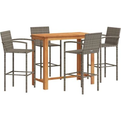 VidaXL Gartenmöbel-Set - Grau, 5-teiliges Bar-Tisch- und Hocker-Set VidaXL Gartenmöbel-Set - Grau, 5-teiliges Bar-Tisch- und Hocker-Set