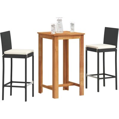 vidaXL Puutarhabarijoukkue 3 osaa Musta Massiivinen akaciapuu ja poly rattan vidaXL Puutarhabarijoukkue 3 osaa Musta Massiivinen akaciapuu ja poly rattan