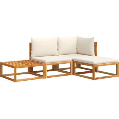 vidaXL 4-Tlg. Garten-Sofagarnitur Mit Kissen - Akazie Beige vidaXL 4-Tlg. Garten-Sofagarnitur Mit Kissen - Akazie Beige