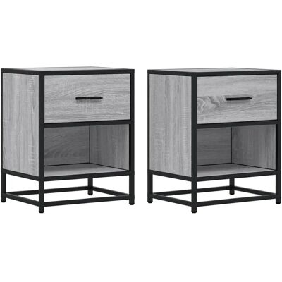 vidaXL Nachttische 2er Set - Nachtkästchen - Sonoma Grau vidaXL Nachttische 2er Set - Nachtkästchen - Sonoma Grau