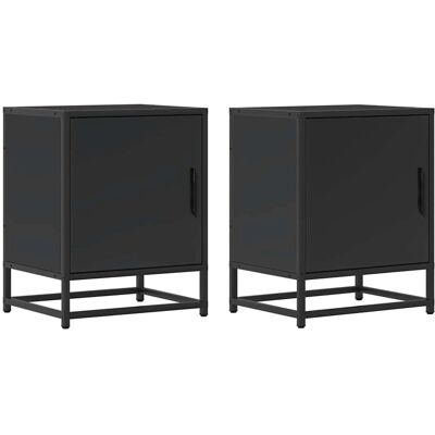 vidaXL 848710 Nightstand - Engineered Wood & Metal - Black - Nightstand/Bedside Table vidaXL 848710 Nightstand - Engineered Wood & Metal - Black - Nightstand/Bedside Table