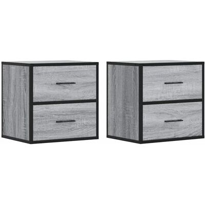 vidaXL Nachttisch - 2 Grau Sonoma Wandmontage vidaXL Nachttisch - 2 Grau Sonoma Wandmontage