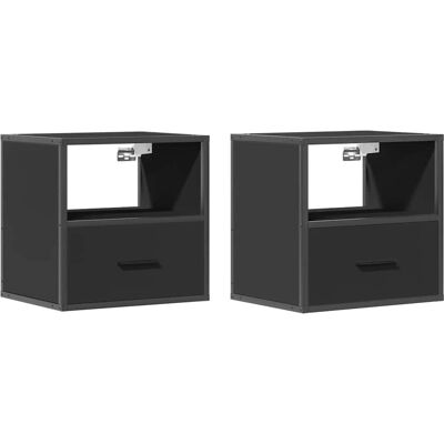 vidaXL Wand-Nachtkastje Zwart - 2 stuks vidaXL Wand-Nachtkastje Zwart - 2 stuks