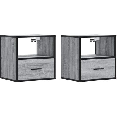 vidaXL 848741 Nachttisch - Wandmontiert Grau Sonoma Beistelltisch vidaXL 848741 Nachttisch - Wandmontiert Grau Sonoma Beistelltisch