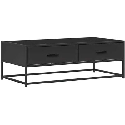vidaXL Zwarte Hout-ingenieurs en Metaal Salontafel - Salontafel vidaXL Zwarte Hout-ingenieurs en Metaal Salontafel - Salontafel