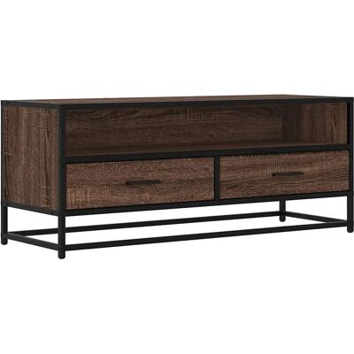 vidaXL Mueble tv metal y madera ingeniería marrón roble 100x34,5x40 cm - Meuble TV - Publicité vidaXL Mueble tv metal y madera ingeniería marrón roble 100x34,5x40 cm - Meuble TV - Publicité
