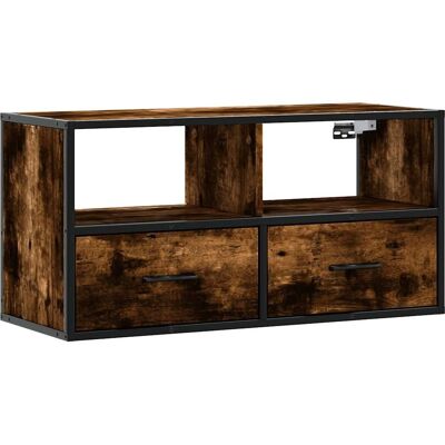 vidaXL Chêne Fumé 60x31x39.5 cm Meuble TV - Support média - Publicité vidaXL Chêne Fumé 60x31x39.5 cm Meuble TV - Support média - Publicité