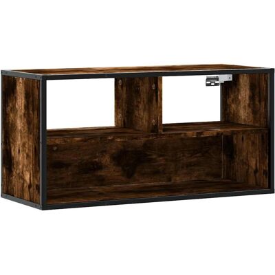 vidaXL Meuble TV Chêne Fumé 80x31x39.5 cm Bois et Métal - Meuble TV - Publicité vidaXL Meuble TV Chêne Fumé 80x31x39.5 cm Bois et Métal - Meuble TV - Publicité