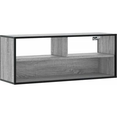 vidaXL Meuble TV Grau Sonoma 100x31x39,5 cm Bois d'ingénierie et Métal - Meuble TV - Publicité vidaXL Meuble TV Grau Sonoma 100x31x39,5 cm Bois d'ingénierie et Métal - Meuble TV - Publicité