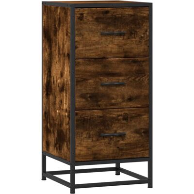 vidaXL Smoked Oak Sideboard - Engineered Wood & Metal - 35.5x35x76 cm - Modern Storage Furniture vidaXL Smoked Oak Sideboard - Engineered Wood & Metal - 35.5x35x76 cm - Modern Storage Furniture