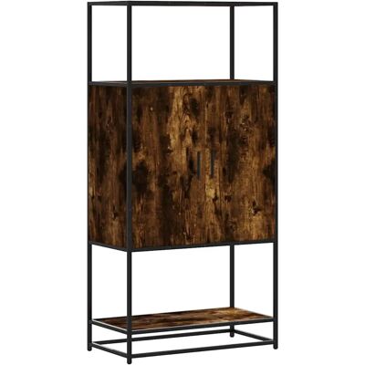 vidaXL Højskab i røget eg 68x35x139 cm Krydsfiner og metal - Sideboard vidaXL Højskab i røget eg 68x35x139 cm Krydsfiner og metal - Sideboard