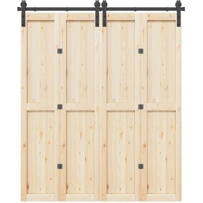 vidaXL - Kit de ferrures pour portes coulissantes en acier noir 183 cm - Publicité vidaXL - Kit de ferrures pour portes coulissantes en acier noir 183 cm - Publicité