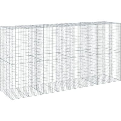 vidaXL Gegalvaniseerd ijzeren gabionenmand met deksel - 400x100x200cm - Buiten decoratie vidaXL Gegalvaniseerd ijzeren gabionenmand met deksel - 400x100x200cm - Buiten decoratie