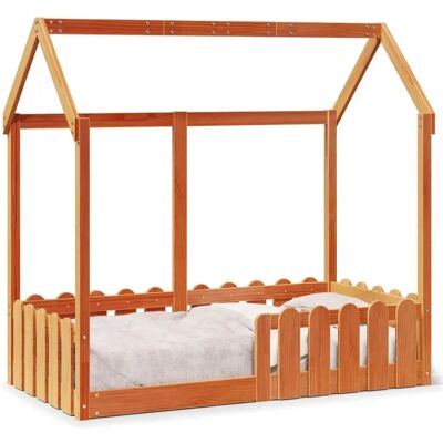VIDAXL Børneseng ramme - Husform, Holdbart grantræ, Lav sikkerhed, 70x140cm - Børneseng VIDAXL Børneseng ramme - Husform, Holdbart grantræ, Lav sikkerhed, 70x140cm - Børneseng