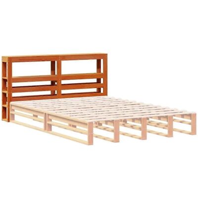 vidaXL Kopfteil mit Regalen Wachs Braun 120 cm Massivholz Kiefer - Kopfteil mit Regalen vidaXL Kopfteil mit Regalen Wachs Braun 120 cm Massivholz Kiefer - Kopfteil mit Regalen